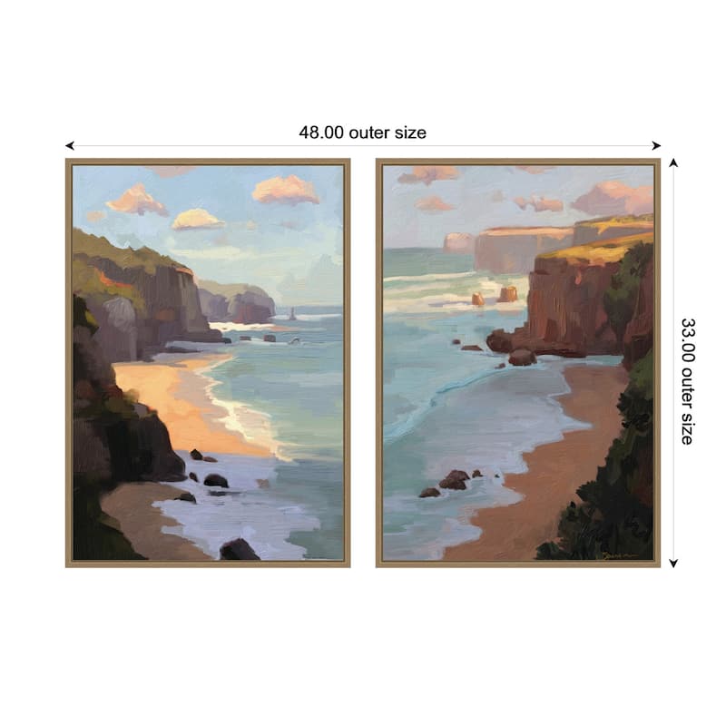 Kate and Laurel Partly Cloudy with Sunshine & Afternoon Shadow 2 Piece Framed Canvas Wall Art Set by Mary Sparrow