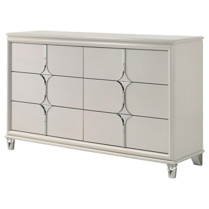 6-Drawer Pearl White Dresser Cabinet with Smooth Glide Drawers, Sleek Modern Style, and Ample Bedroom Storage