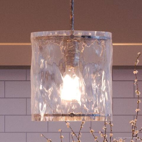 Luxury Industrial Pendant, 10"H x 9.25"W, with Rustic Style, Silver Etch Finish by Urban Ambiance - 10" H, 9.25" W, 9.25" Dep