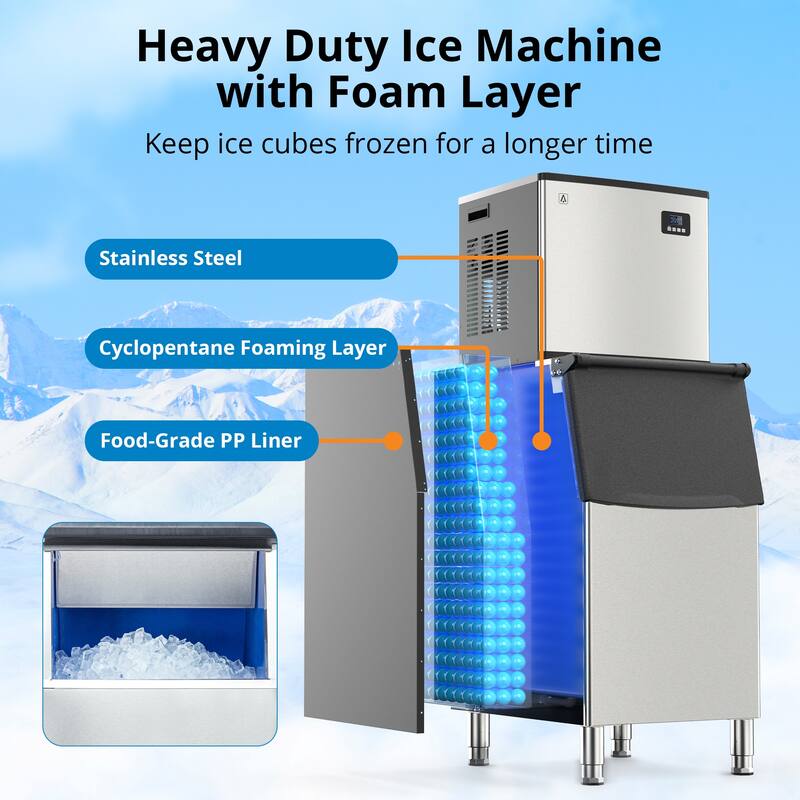 22.3 in Freestanding Commercial Ice Machine 350Lbs/24H Production