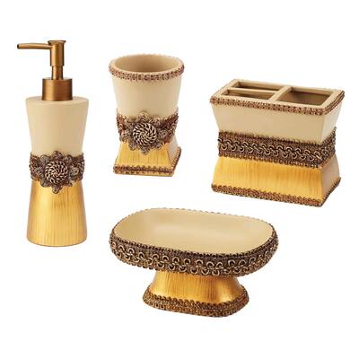 Avanti Linens Braided Medallion 4-Piece Bath Accessory Set - Bath Acc 4pc Set - TM, TB, SD, LP