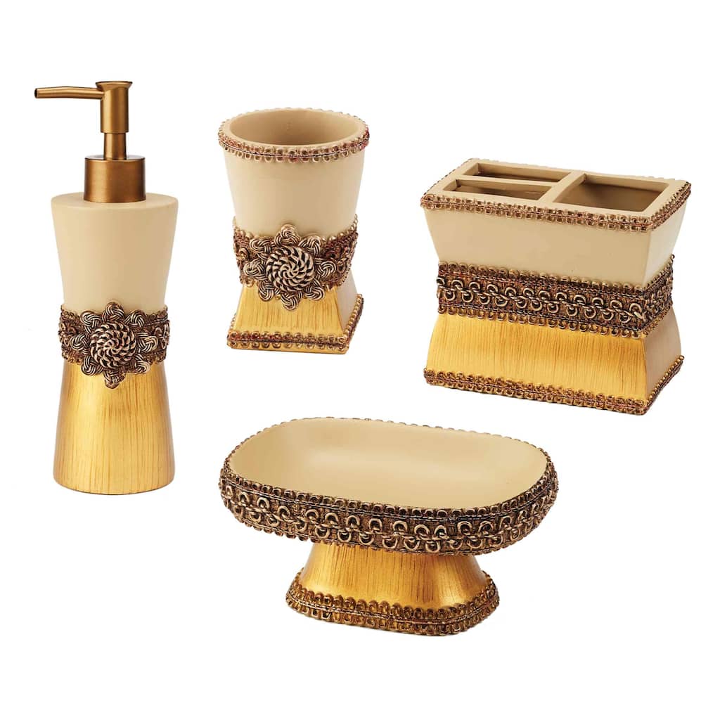 Avanti Linens Braided Medallion 4-Piece Bath Accessory Set - Bath Acc 4pc Set - TM, TB, SD, LP