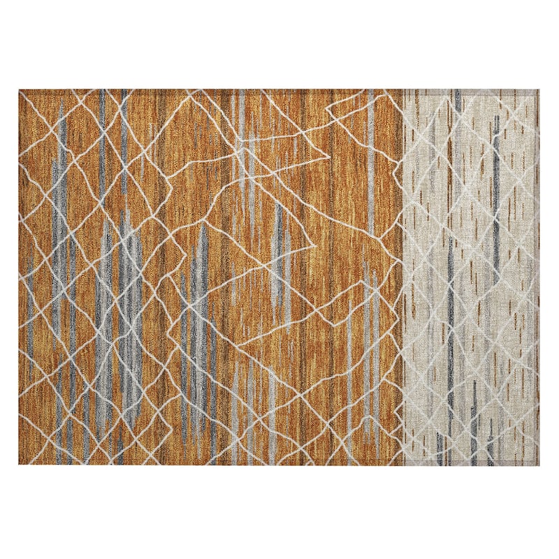 Machine Washable Indoor/ Outdoor Modern Global Chantille Rug
