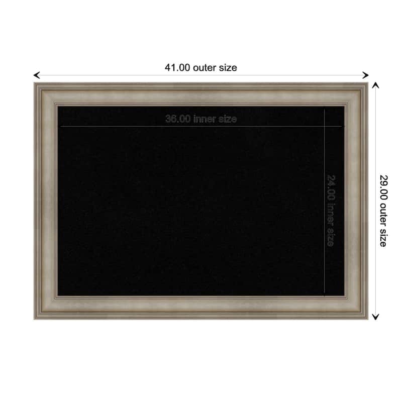 Mezzanine Antique Silver Narrow Wood Framed Black Corkboard Bulletin Board - Board Size 36x24