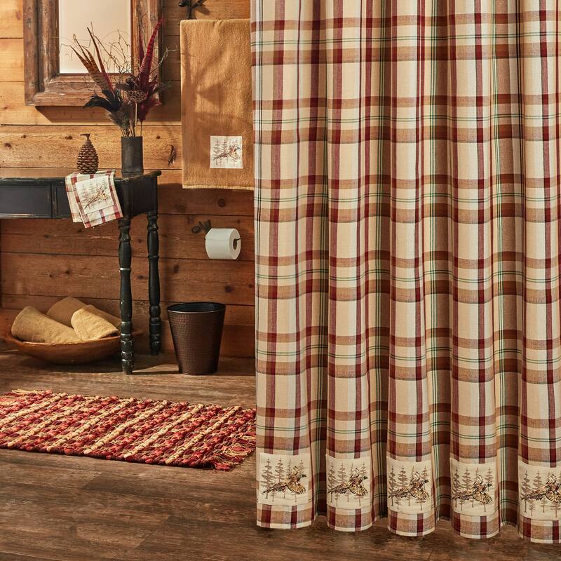 Park Designs Gamekeeper Plaid Pheasant Patch Shower Curtain