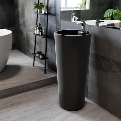 Monaco Circular Basin Pedestal Sink, Matte Black