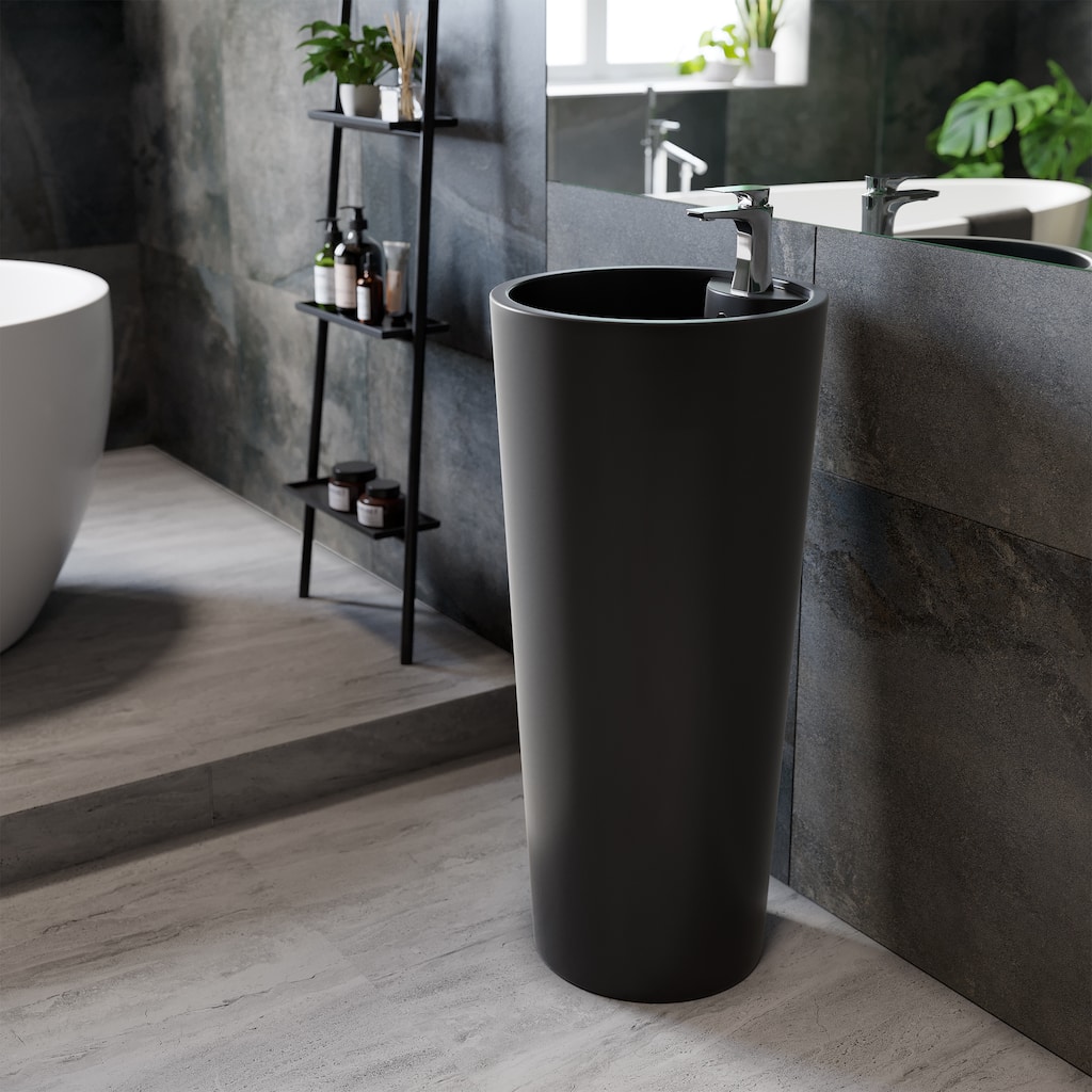 Monaco Circular Basin Pedestal Sink, Matte Black