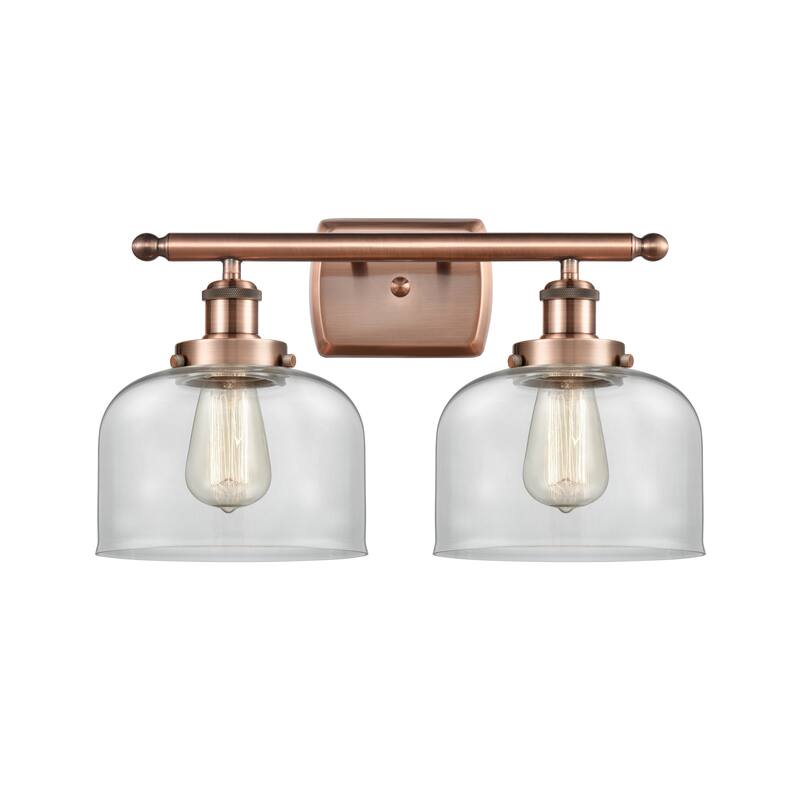Innovations Lighting Ballston Urban Bell - 2 Light 18" Bath Vanity Light - Clear/Antique Copper