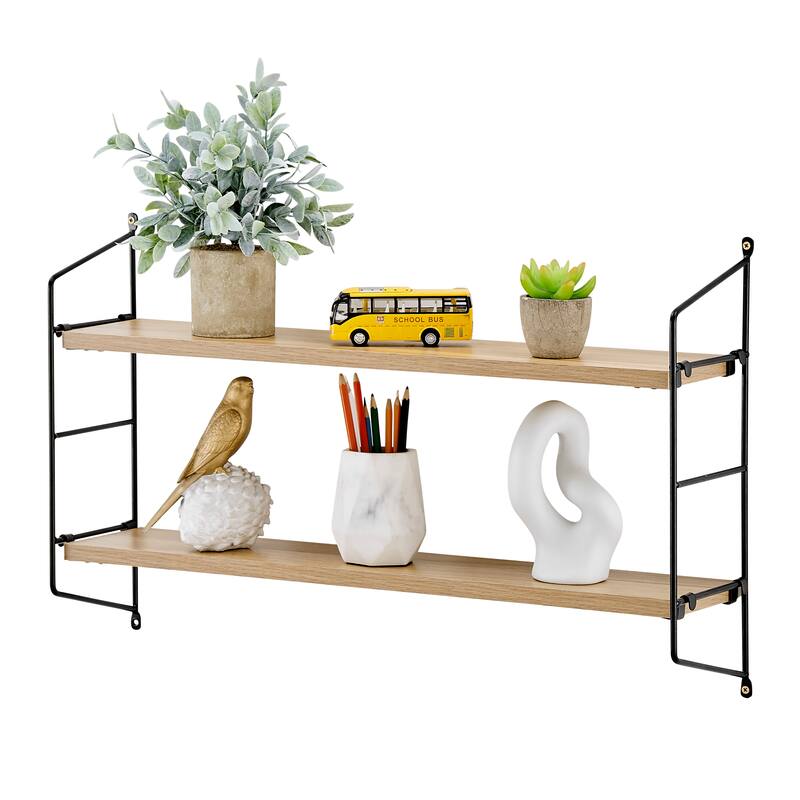 Danya B. Severini Floating Bracket Farmhouse Two-Tier Wall Shelf