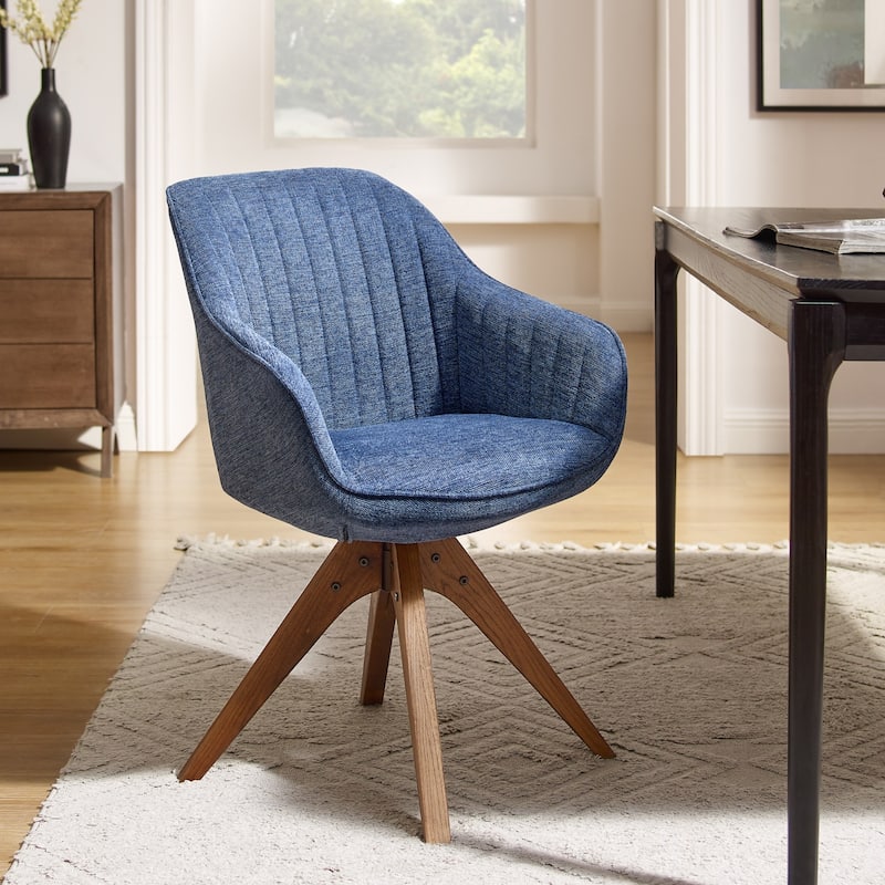 Art Leon Modern Home Office Swivel Arm Accent Chair with Wood Legs
