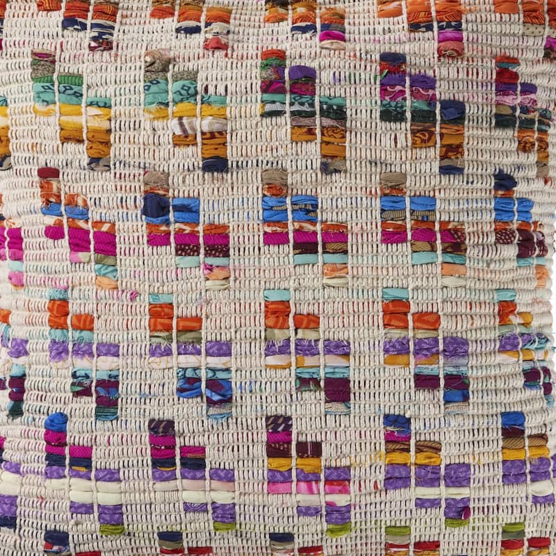 HomeRoots 20" X 20" Beige Red Green Blue Yellow Orange And Pink 100% Cotton Geometric Zippered Pillow
