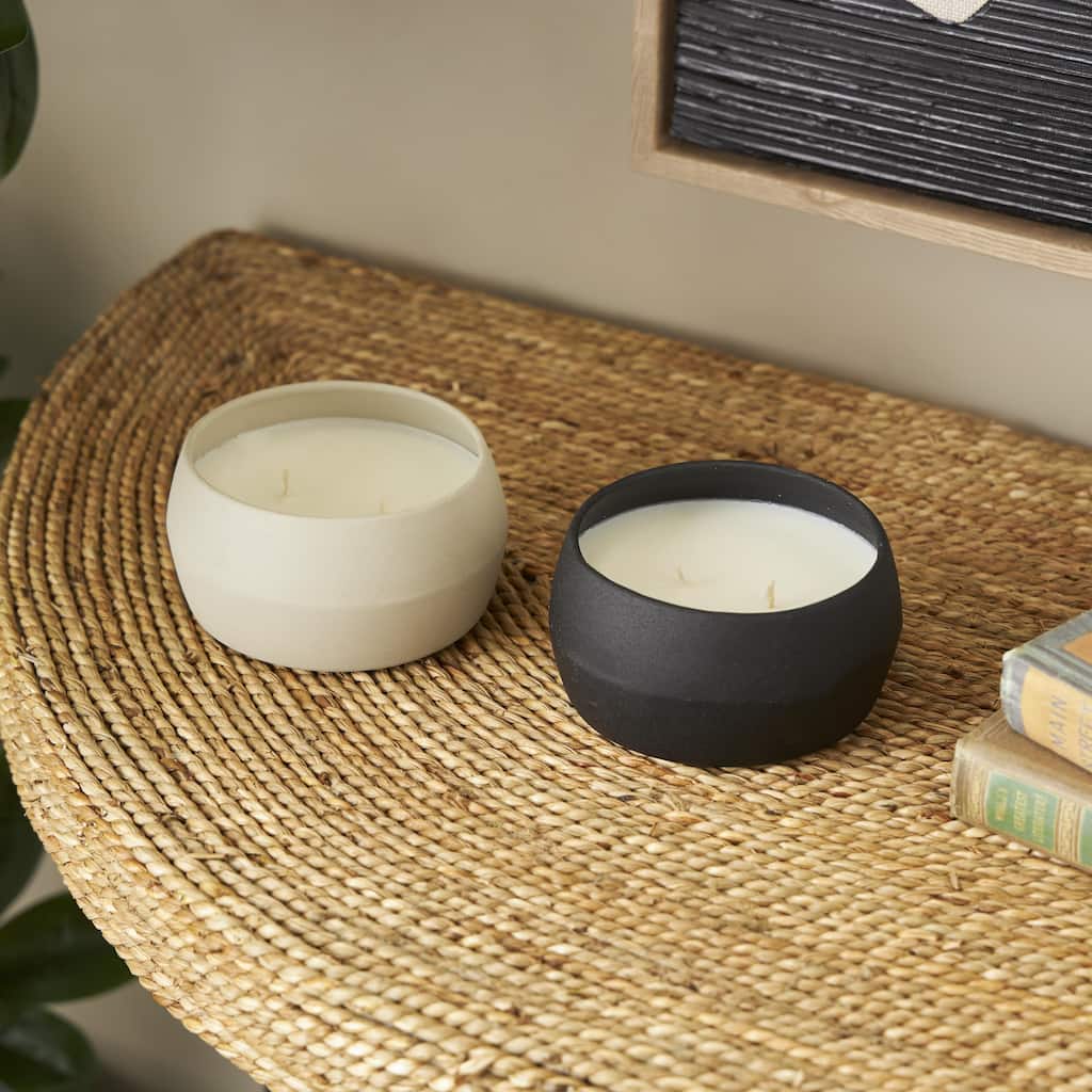 Beige or Multi Colored Metal Scented Textured 9oz 2 Wick Decorative Candle with White Wax (Set of 2)