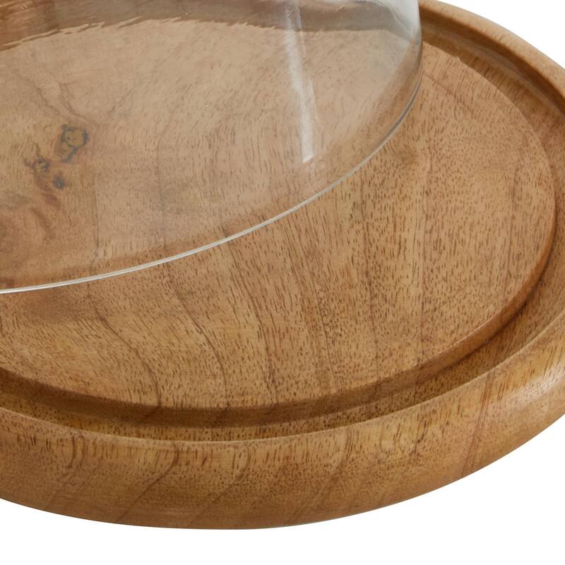 Glass Cake Stand with Glass Lid - Brown - Roche River Decor