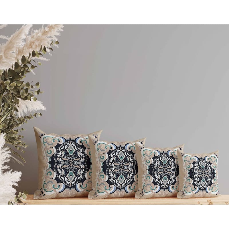 Soft Square Escape Indoor/Outdoor Reversible Throw Pillow Beige and Black