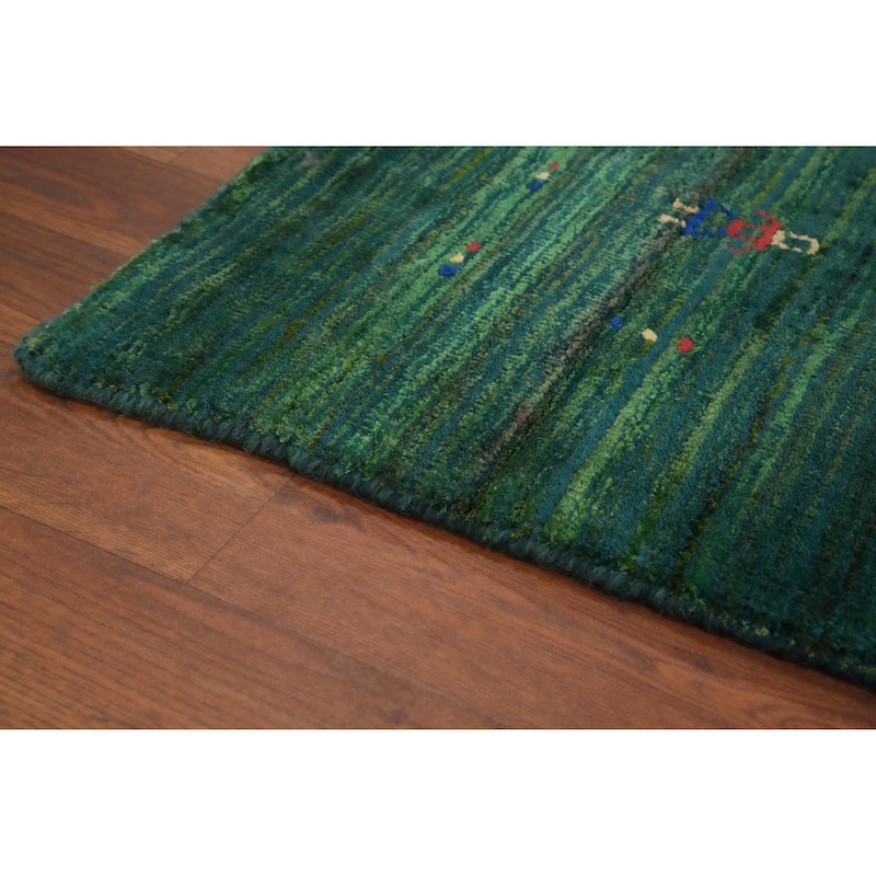 Hand Knotted Oriental 100% Wool Carpet Tribal Animal Pictorial Green Gabbeh Area Rug - 9' 10'' X 8' 1''