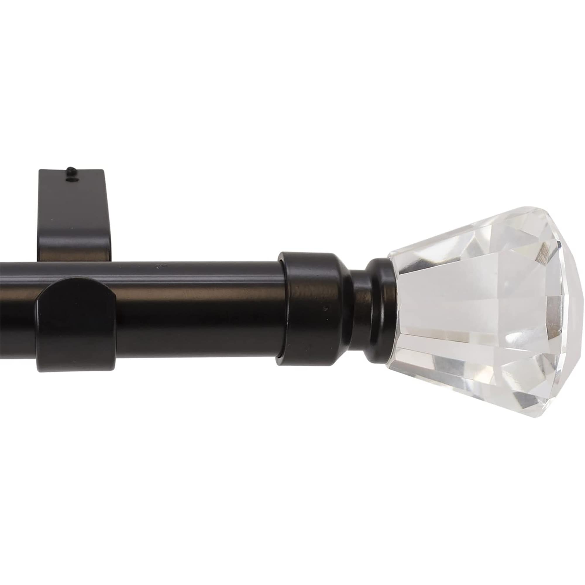 Meriville Tondo Crystal Finial 1-Inch Diameter Single Window Curtain Rod