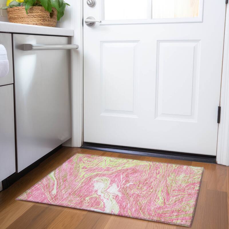 Premium Washable Super Soft Abstract Flow Mayfield Rug - Pink - 1'8" x 2'6"