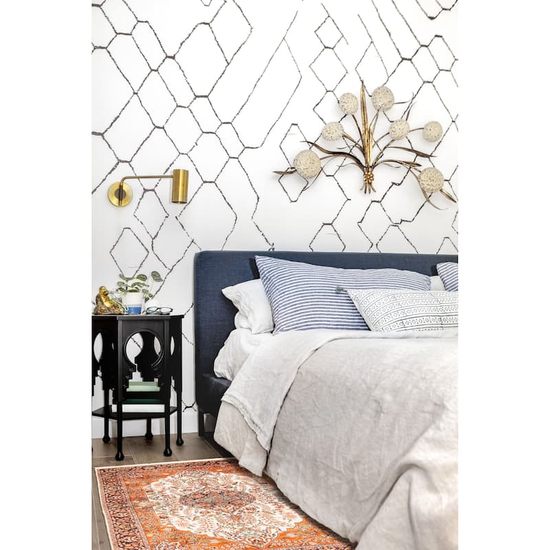 ECARPETGALLERY Hand-knotted Kashmir Cream, Dark Copper Viscose Rug - 4'0 x 6'1