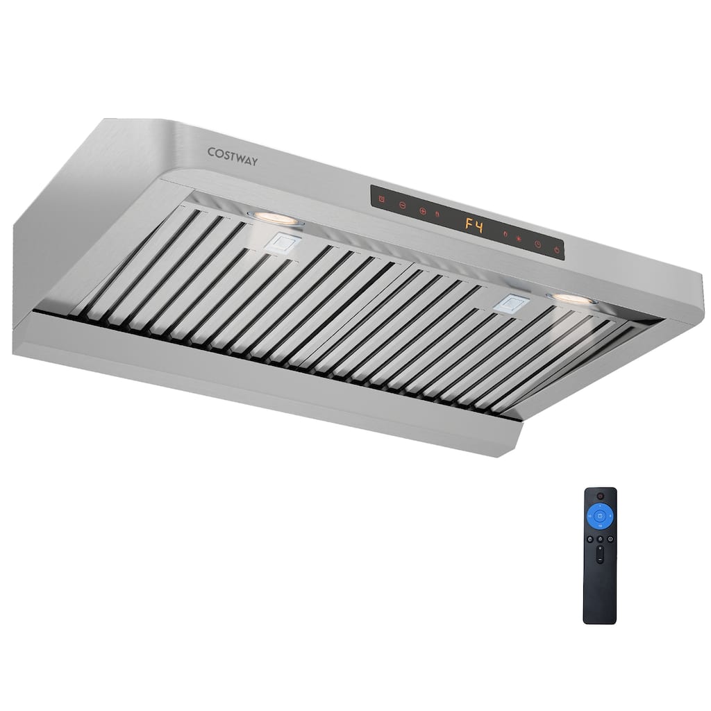 Gymax 30 Inch 900 CFM Under Cabinet Range Hood w/Oil Collector 4 Fan