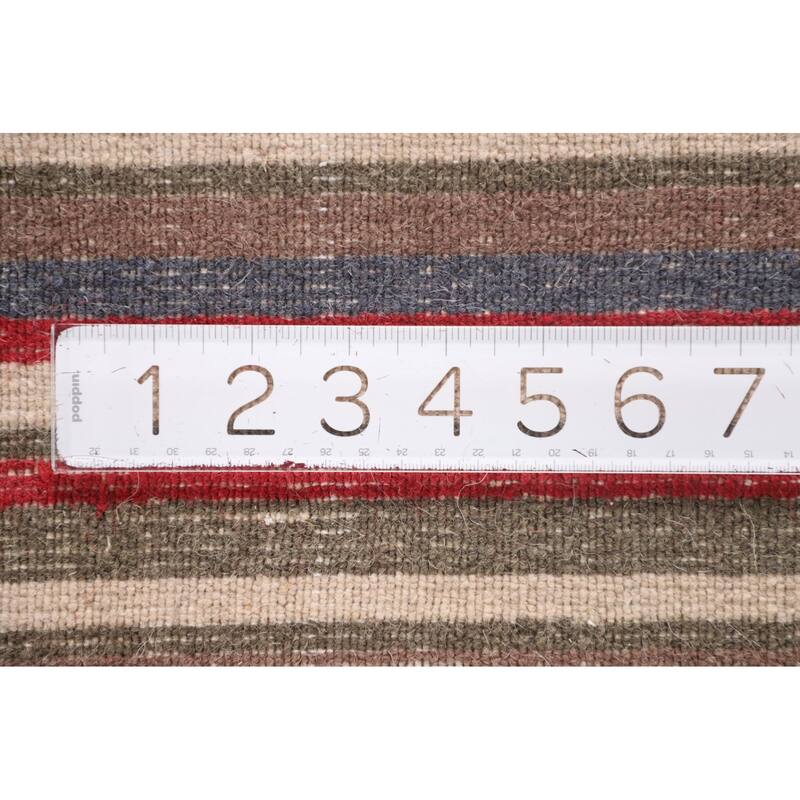 Multi-Color Striped Gabbeh Oriental Area Rug Handmade Wool Carpet - 5'1"x 8'4"