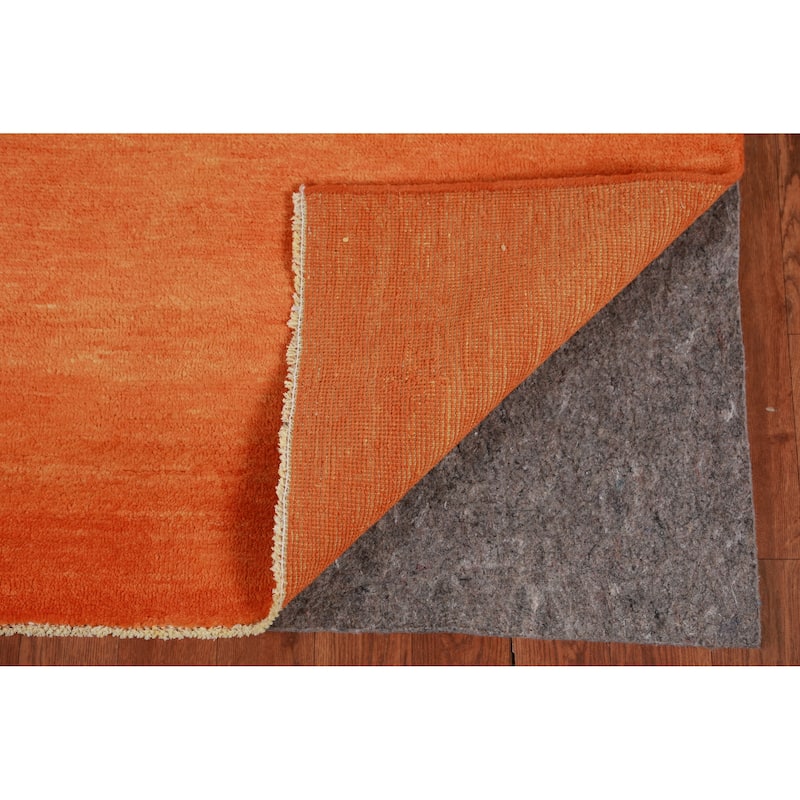 Hand Knotted Oriental 100% Wool Carpet Modern Solid Oranges & Rust Gabbeh Area Rug - 9' 2'' X 6' 0''