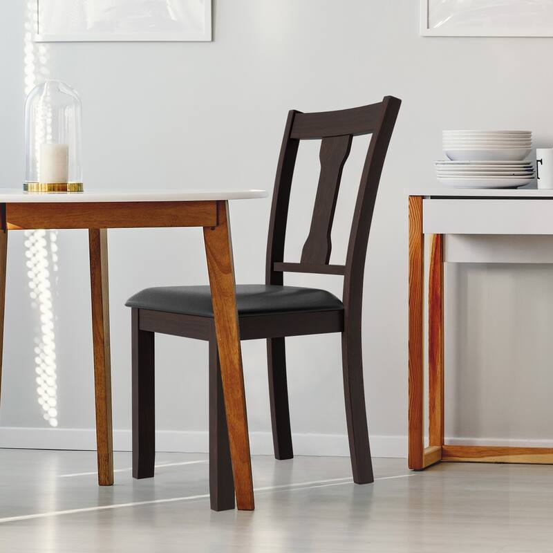 Set of 2 Dining Room Chair Coffee Rubber Wood Frame and Upholstered - See details