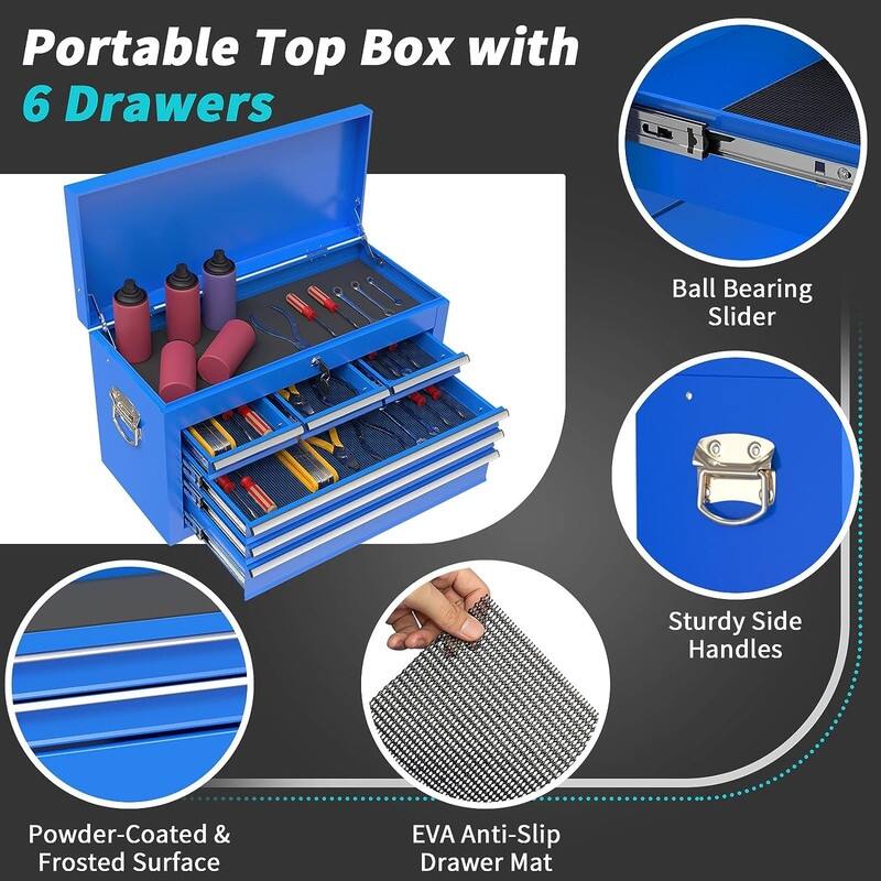 2 in 1 Rolling Tool Chest with Lock Tool Box Garage Storage Cabinet