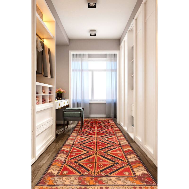 ECARPETGALLERY Hand-knotted Konya Anatolian Red Wool Rug - 3'10 x 12'4