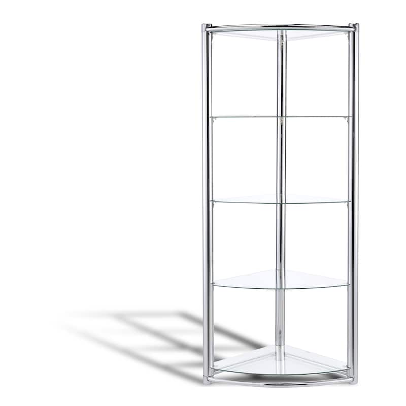 Triangle Display Shelf Tempered Glass/Chrome Frame