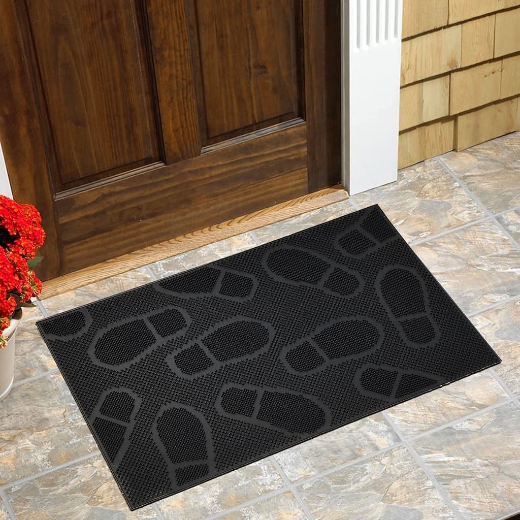Outdoor Front Door Mat 30x18 Rubber Shoeprint