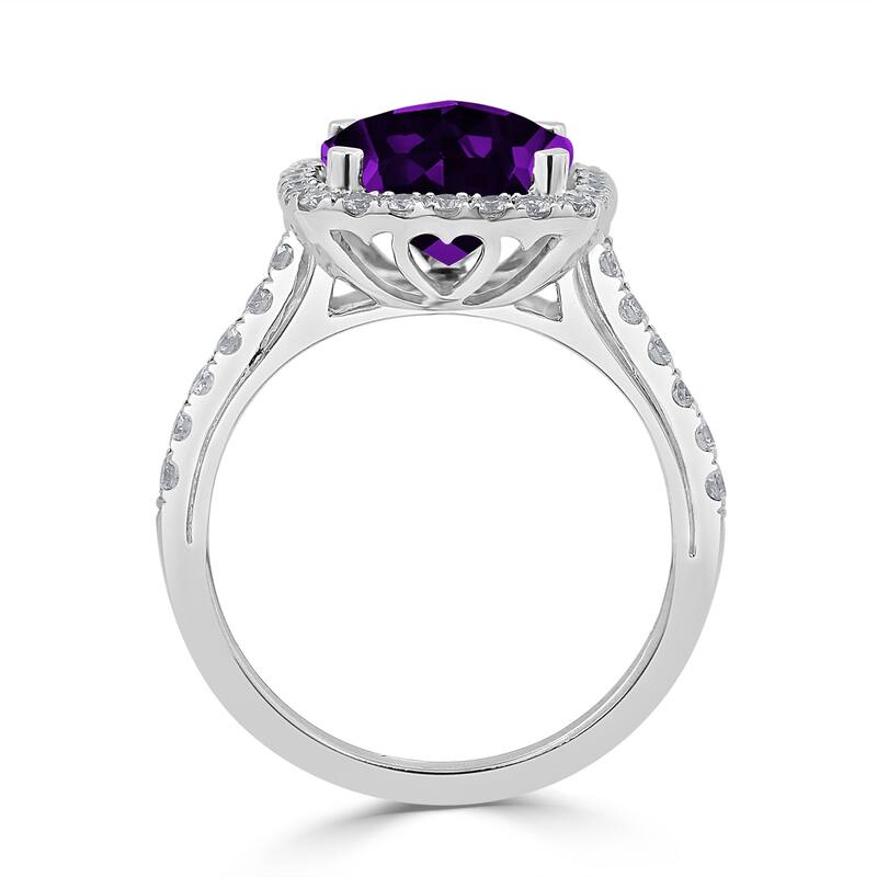 Auriya 1 5/8ct Cushion-cut Purple Amethyst and Halo Diamond Engagement Ring 1/2cttw 14k Gold