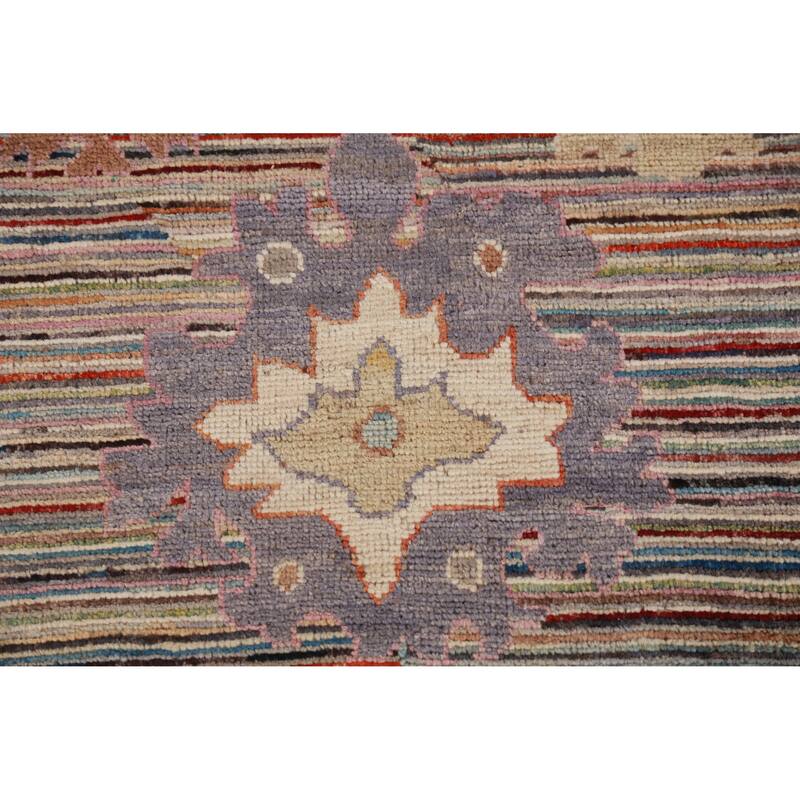 Hand Knotted Oriental 100% Wool Carpet Transitional Floral Multi-Colored Oushak Runner Rug - 9' 9'' X 2' 7''