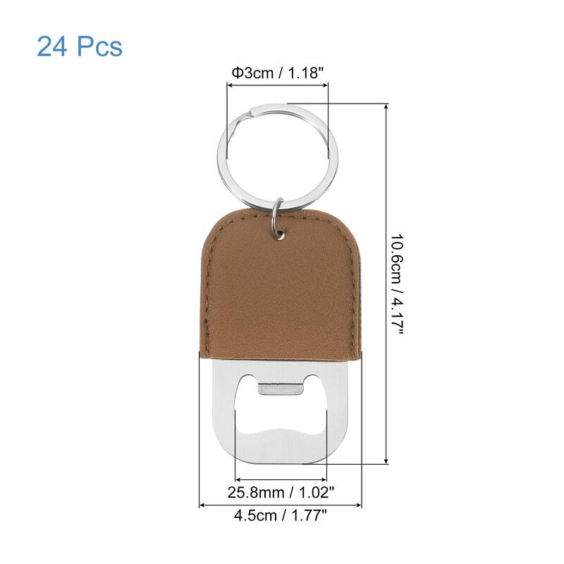 24Pcs Leather Bottle Opener Key Chain, Bottle Opener Keychain - Brown - Brown