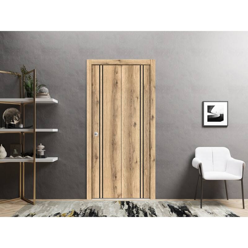 Bi-fold Doors 56 x 80 Planum 0016 Oak with Sturdy Tracks
