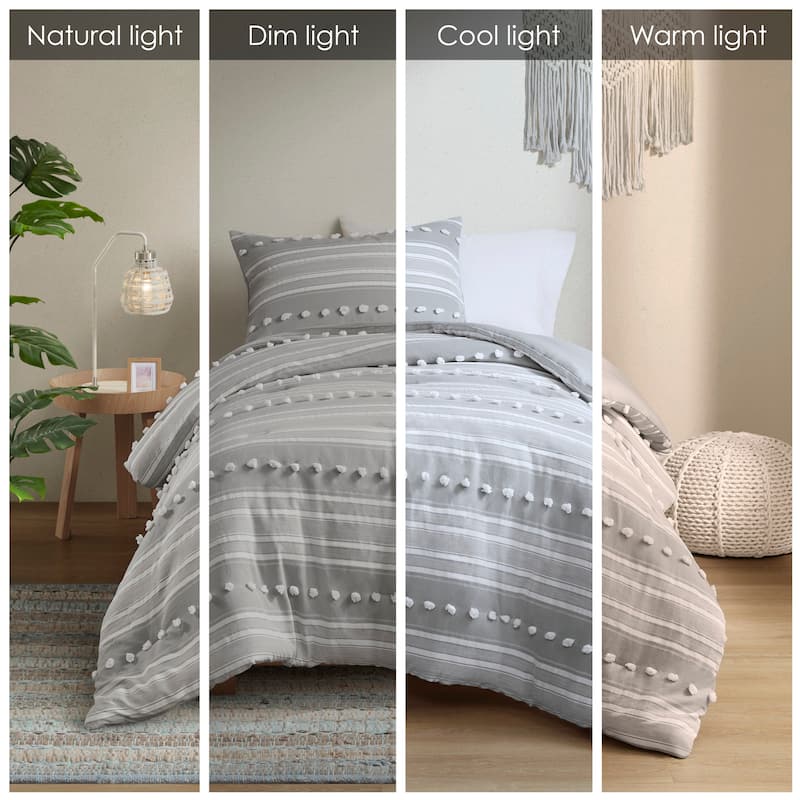 Intelligent Design Cillian Striped Clipped Jacquard Comforter Set