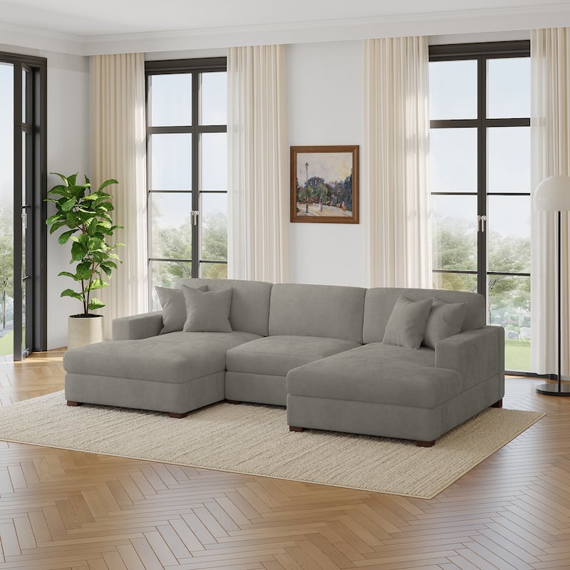 Modern Upholstered Chenille Modular Sectional Sofa with 2 Chaise