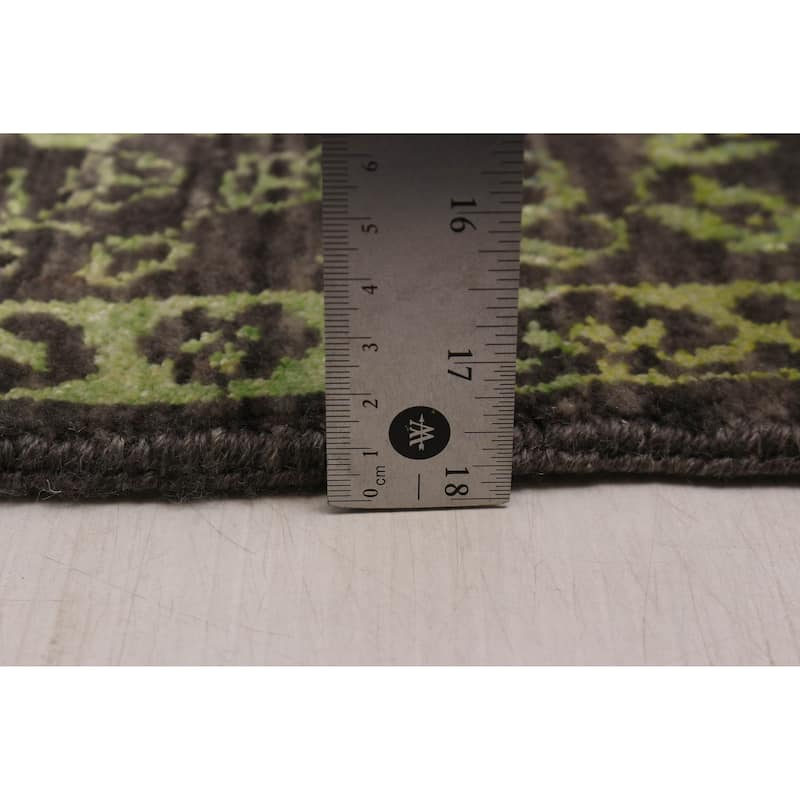 ECARPETGALLERY Hand-knotted Heritage Dark Grey Silk, Wool Rug - 6' x 9'