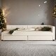 preview thumbnail 2 of 8, Linen Queen Size Upholstered Platform Bed with USB and 2 Drawers
