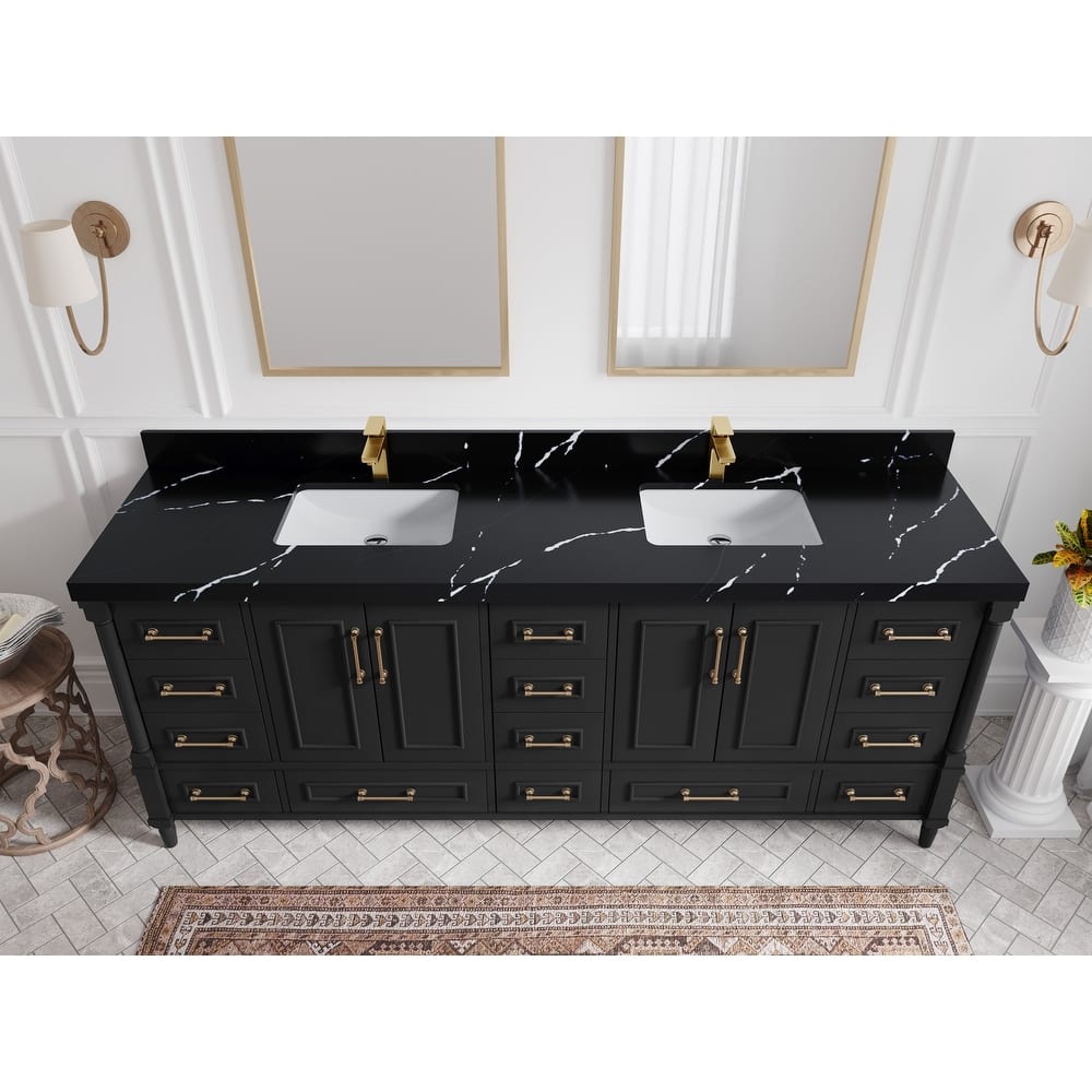Willow Collections 84 in. W x 22 in. D Aberdeen Double Bowl Sink Bathroom Vanity with Countertop