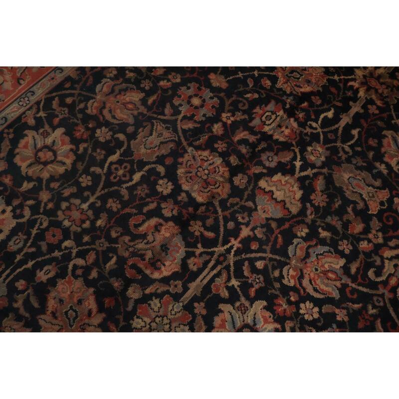 Hand Knotted Oriental 100% Wool Carpet Traditional All-Over Navy Blue & Blues Mahal Area Rug - 13' 9'' X 12' 4''