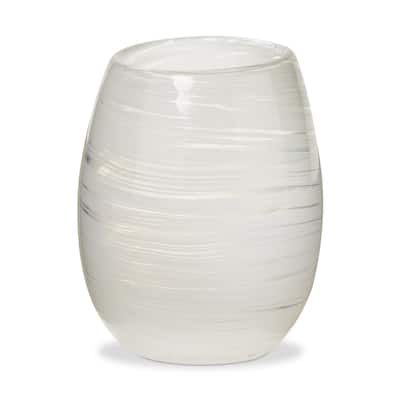 Swirl Stemless Wine Glass Set of 4 - 16oz Dishwasher Safe Drinkware for Everyday Use - White Glass
