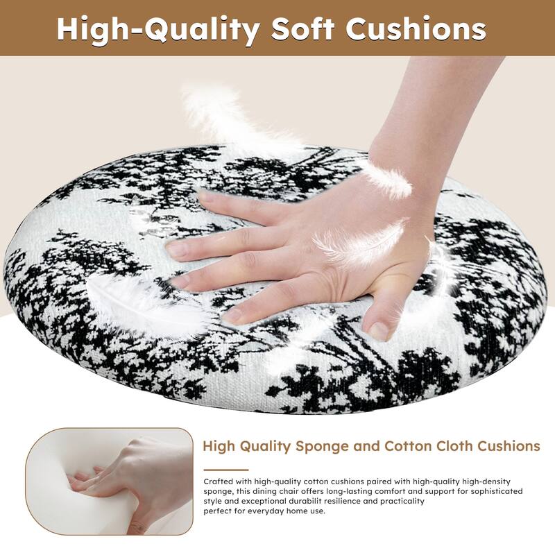 Modern Key Shape Dining Chairs Linen Upholstered Solid Wood Dining Chairs with Velvet Seat Cushions, for Dining Room, Set of 2