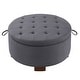preview thumbnail 7 of 9, 30" Round Boucle Storage Ottoman with Reversible Tray Lid & Wood Legs