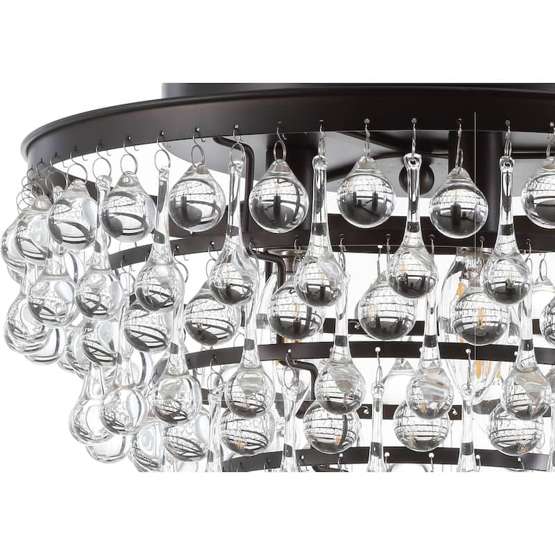 Marc 16" Metal/Crystal LED Flush Mount, by JONATHAN Y
