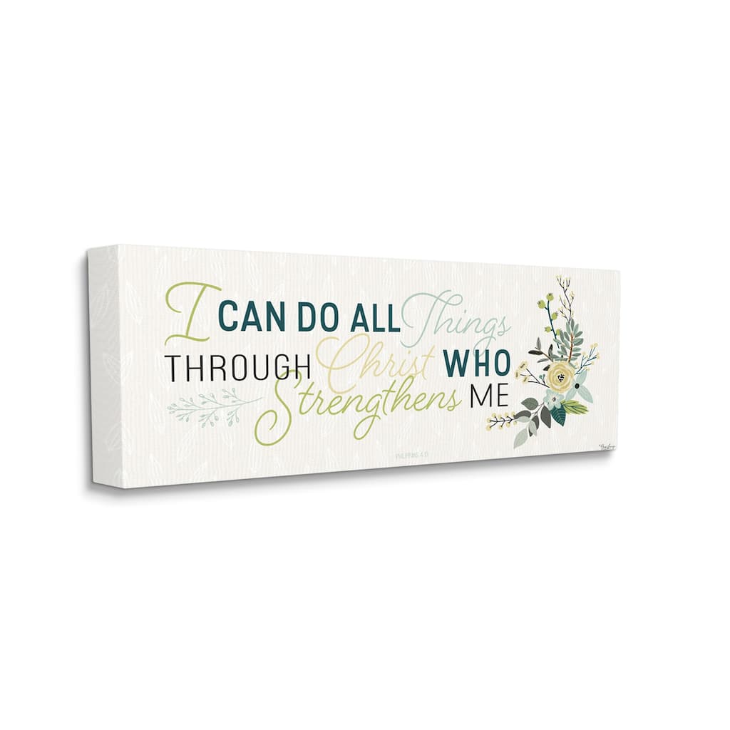 Stupell He Strengthens Me Faith Based Inspirational Quote Canvas Wall Art