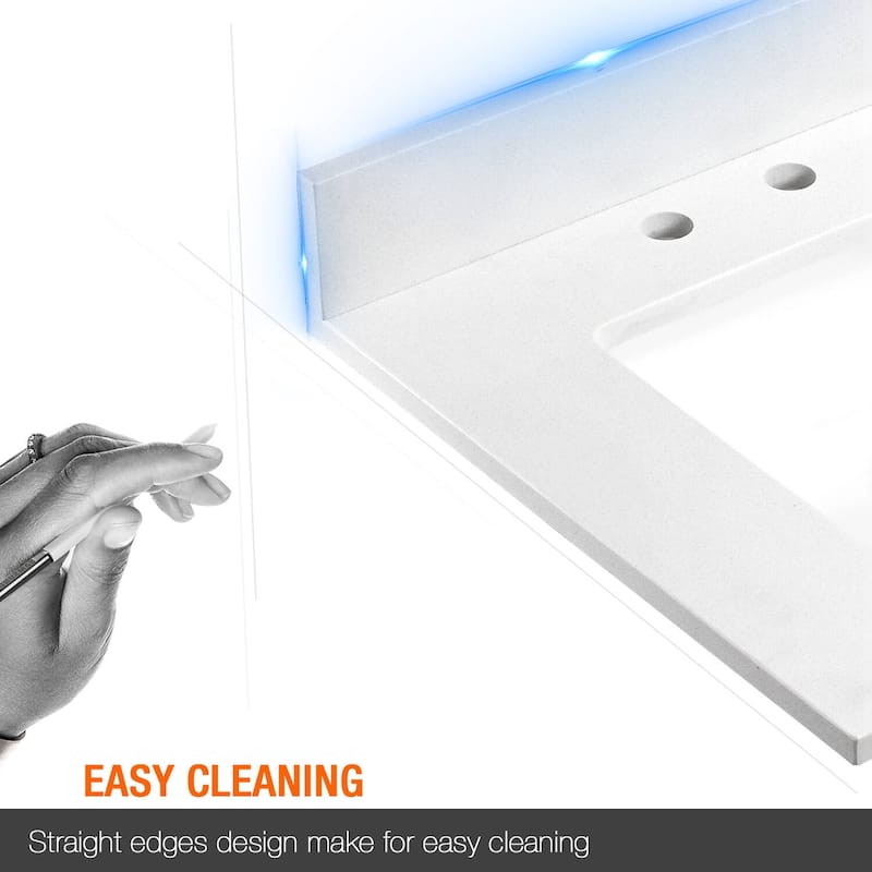 Prismglow White 60 inch Quartz Bathroom Vanity Top