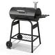 preview thumbnail 1 of 5, Charcoal BBQ Grill With Side Shelf And 2 Wheels For Patio Porch Picnic - N/A Black