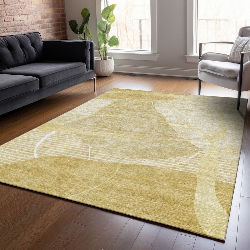 Machine Washable Indoor/ Outdoor Chantille Abstract Modern Rug