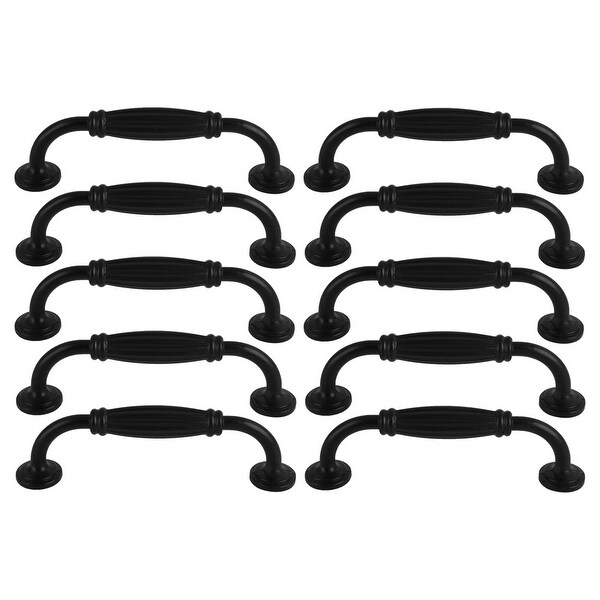 10pcs Cabinet Handles Pull Aluminum Alloy 5" Hole Center for Drawer Furniture Door Cabinet Cupboard Wardrobe Dresser Black
