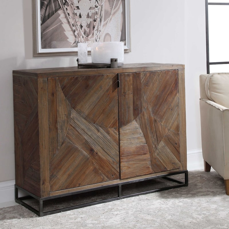 52" Brown and Gray Contemporary 2 Door Cabinet